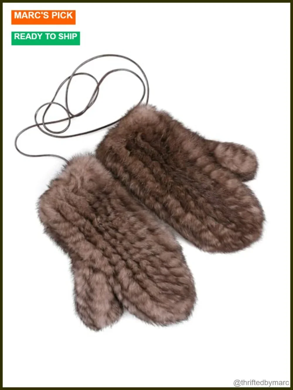 Luxury Women's Genuine Rabbit Fur Knitted Mittens - Soft Winter Cold Weather